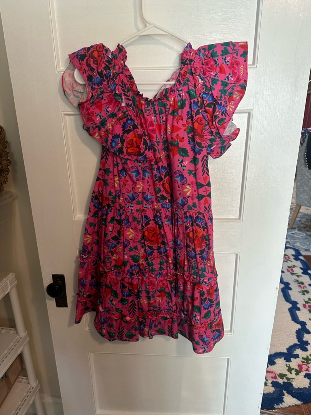 Women’s Floral Ruffle-Sleeve Pink Dress